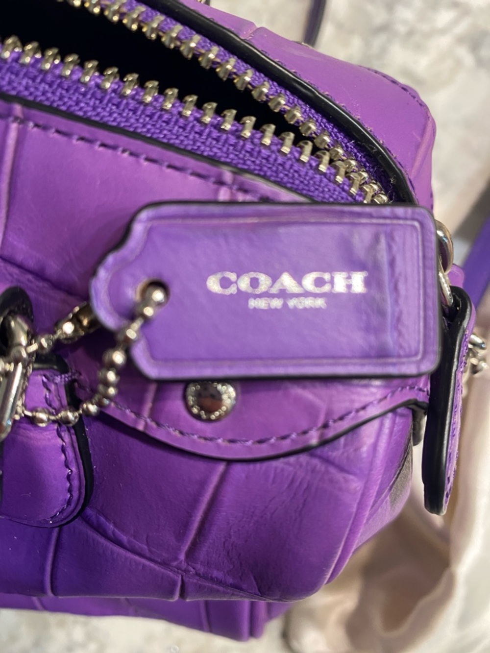 Coach Mini Bennet Croc Embossed Satchel And Dust Bag - Picture 6 of 11